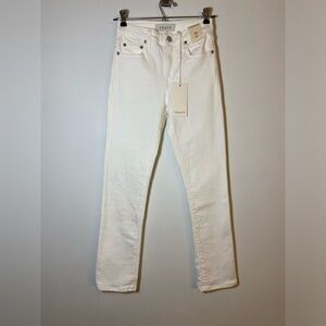 NWT Trave Irina in Big Empty Ivory Slim Straight Stretch Denim Jeans 24 $238